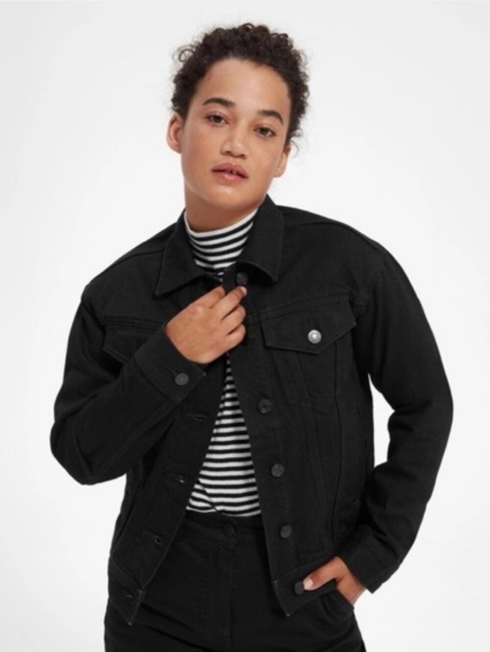 Everlane Black The Denim Jacket Size L